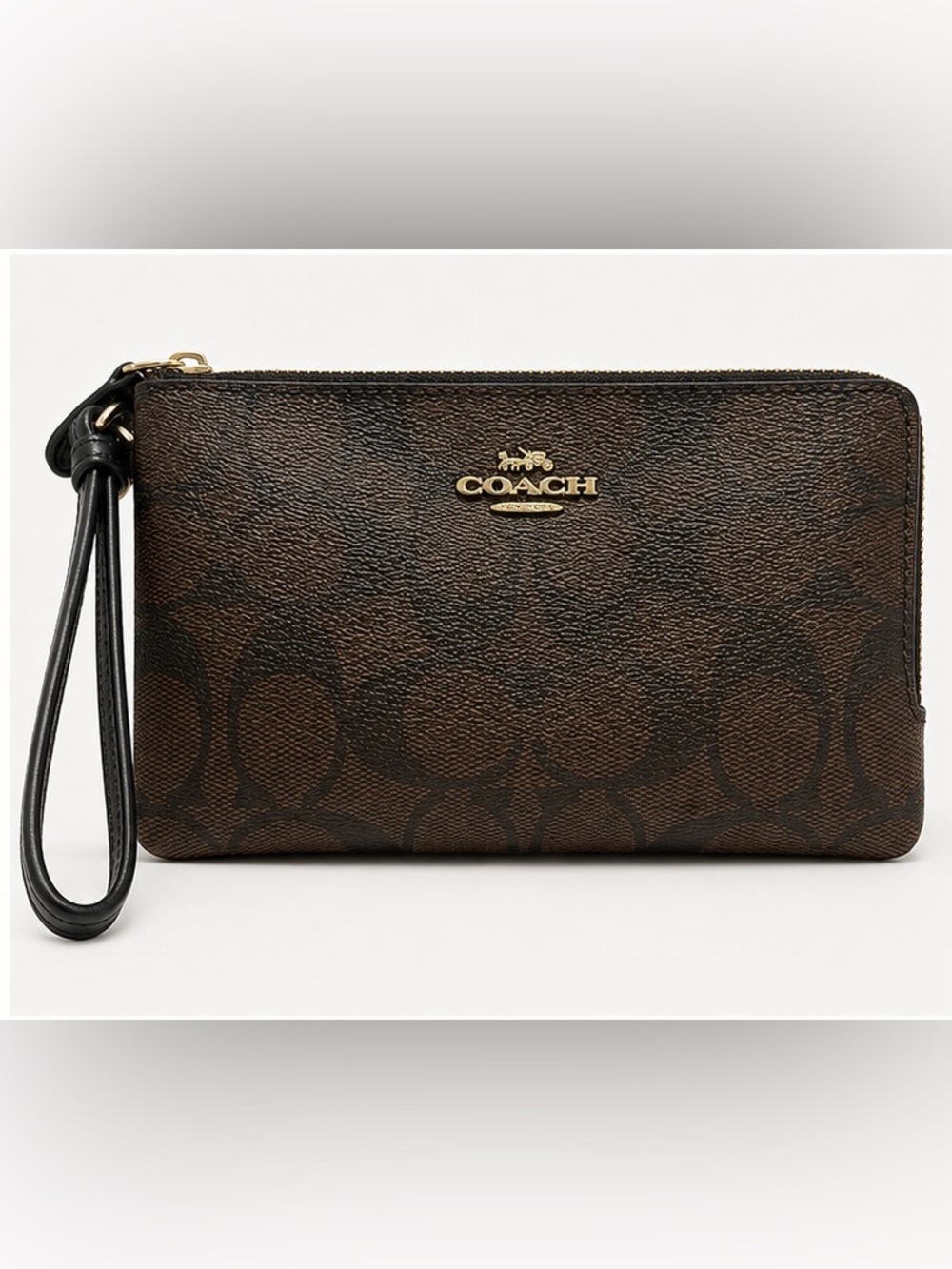 Coach Signature Double Corner Zip Wristlet